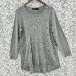 NWOT New York & Company pullover button detail high low long sweater dress L